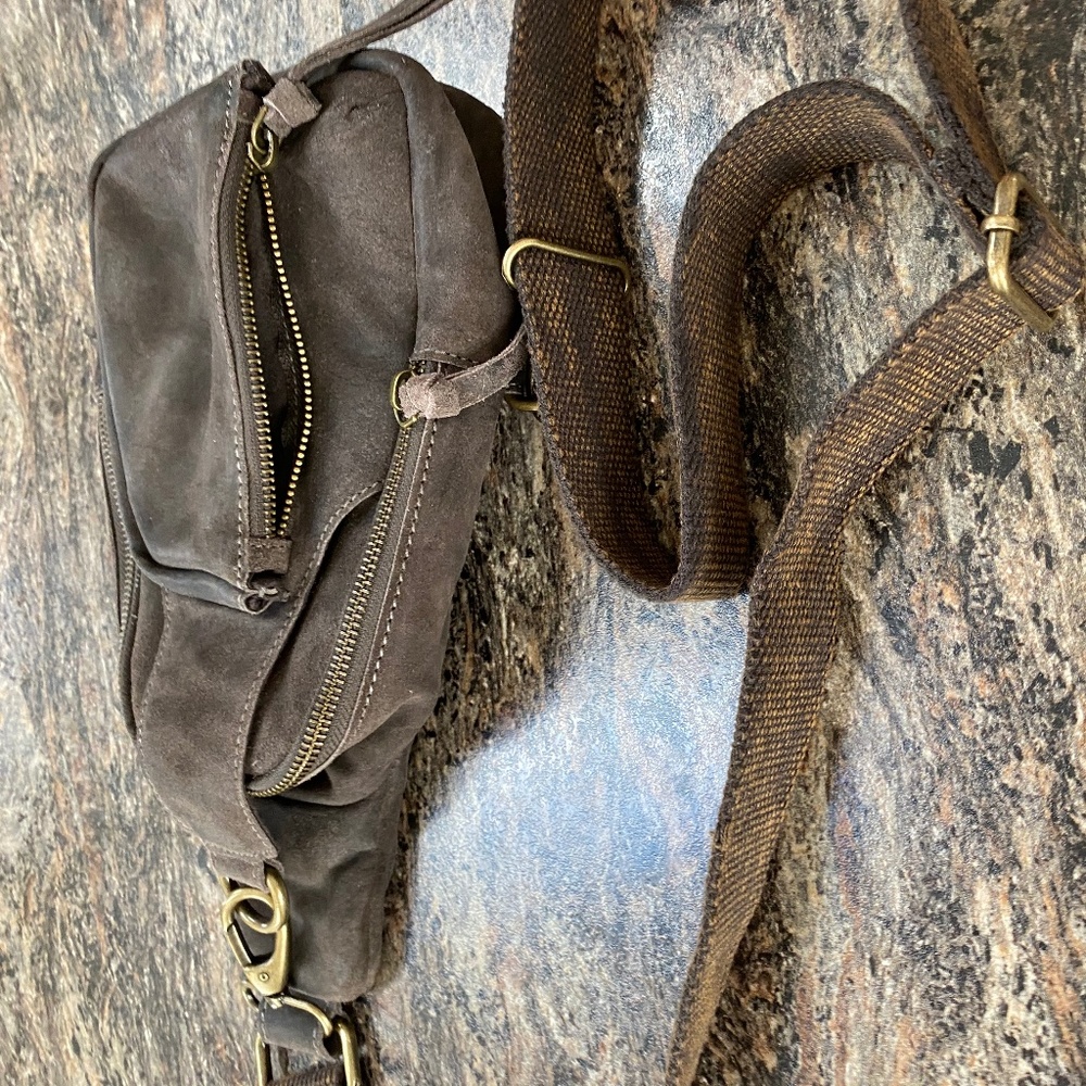 Brown Suede Crossbody Bag